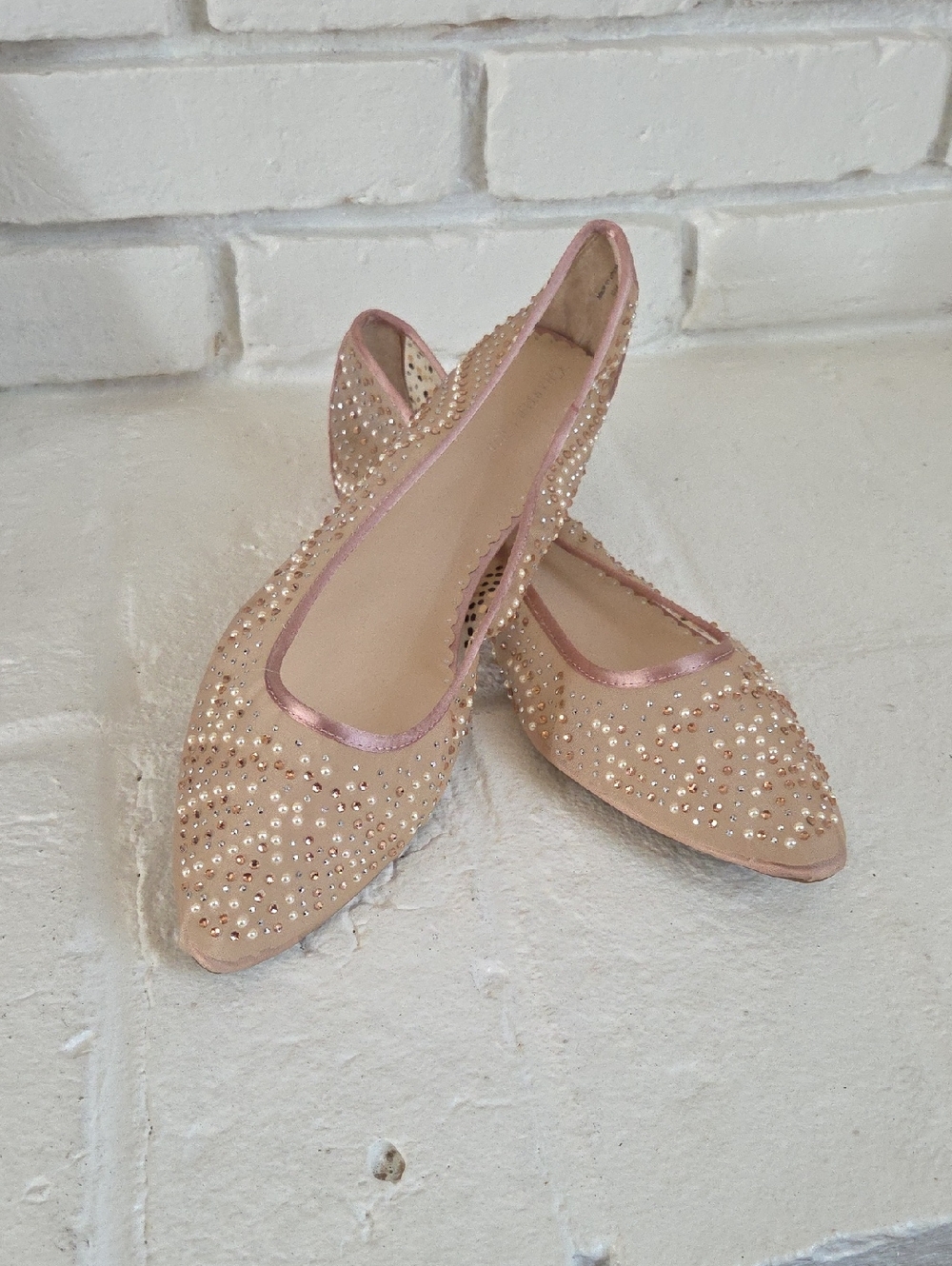 Charter Club Blush Crystal-Studded Pointed Flats